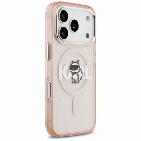 Etui Karl Lagerfeld IML Choupette Sketch Logo MagSafe na iPhone 17 Pro - różowe Karl Lagerfeld