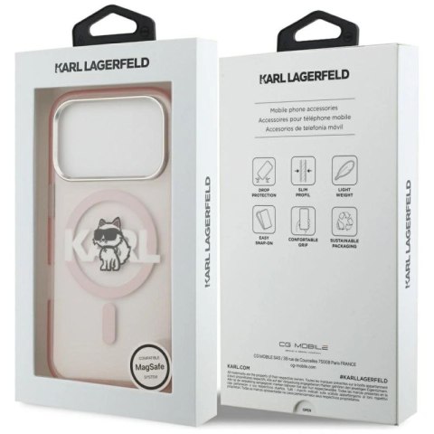 Etui Karl Lagerfeld IML Choupette Sketch Logo MagSafe na iPhone 17 Pro - różowe Karl Lagerfeld