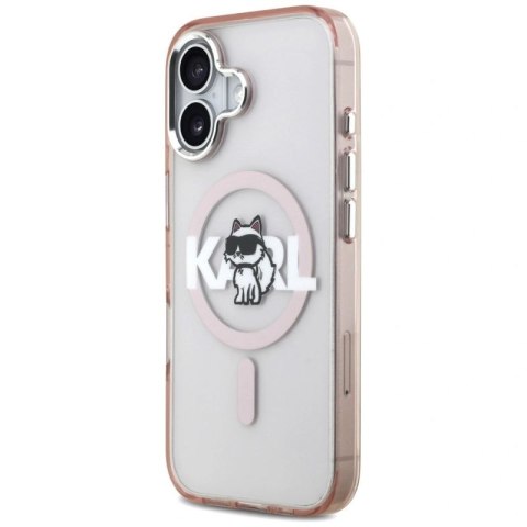 Etui Karl Lagerfeld IML Choupette Sketch Logo MagSafe na iPhone 17 - różowe Karl Lagerfeld