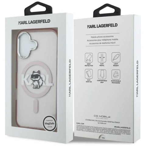 Etui Karl Lagerfeld IML Choupette Sketch Logo MagSafe na iPhone 17 - różowe Karl Lagerfeld