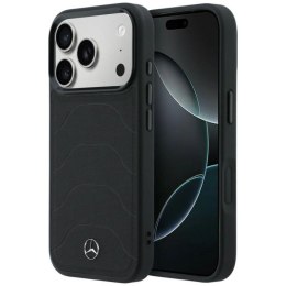 Etui Mercedes Leather Mesh with Bow Line MagSafe na iPhone 17 Pro Max - czarne Mercedes