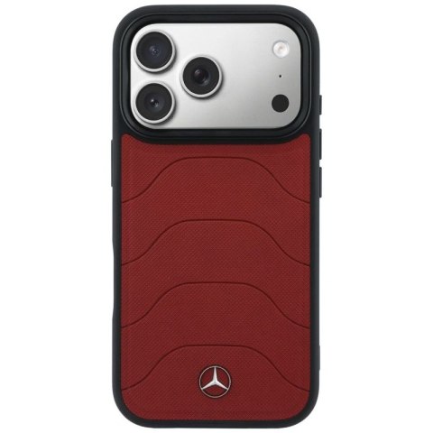 Etui Mercedes Leather Mesh with Bow Line MagSafe na iPhone 17 Pro Max - czerwone Mercedes