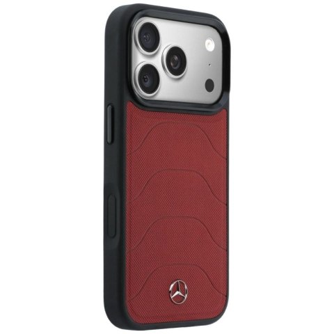 Etui Mercedes Leather Mesh with Bow Line MagSafe na iPhone 17 Pro Max - czerwone Mercedes