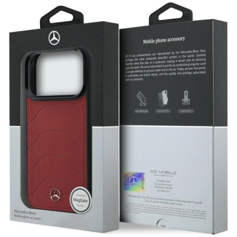 Etui Mercedes Leather Mesh with Bow Line MagSafe na iPhone 17 Pro Max - czerwone Mercedes