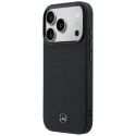 Etui Mercedes Leather Mesh with Bow Line MagSafe na iPhone 17 Pro - czarne Mercedes
