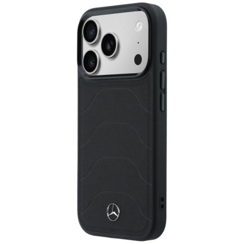 Etui Mercedes Leather Mesh with Bow Line MagSafe na iPhone 17 Pro - czarne Mercedes