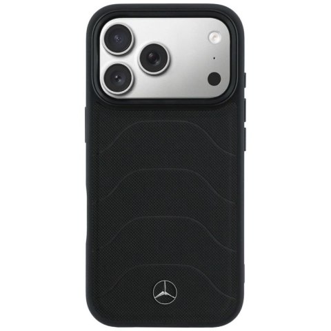 Etui Mercedes Leather Mesh with Bow Line MagSafe na iPhone 17 Pro - czarne Mercedes