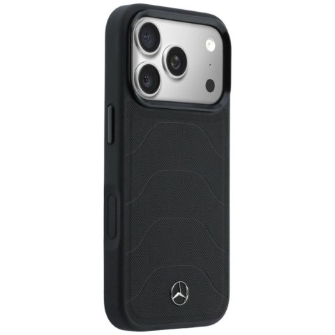 Etui Mercedes Leather Mesh with Bow Line MagSafe na iPhone 17 Pro - czarne Mercedes