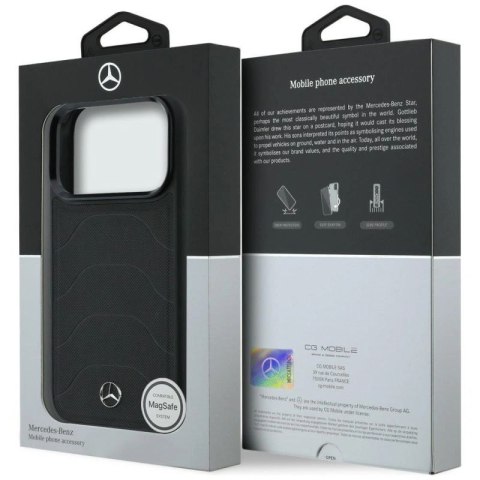 Etui Mercedes Leather Mesh with Bow Line MagSafe na iPhone 17 Pro - czarne Mercedes