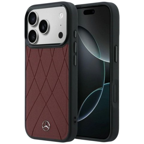 Etui Mercedes Leather with Crossed Lines MagSafe na iPhone 17 Pro Max - czerwone Mercedes