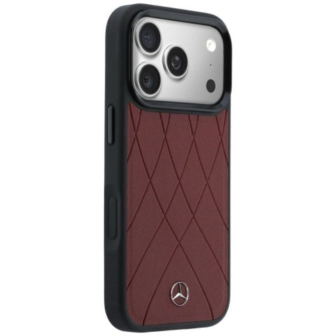 Etui Mercedes Leather with Crossed Lines MagSafe na iPhone 17 Pro Max - czerwone Mercedes