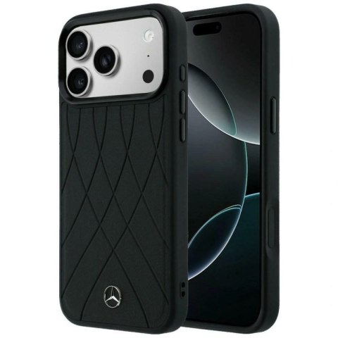 Etui Mercedes Leather with Crossed Lines MagSafe na iPhone 17 Pro - czarne Mercedes