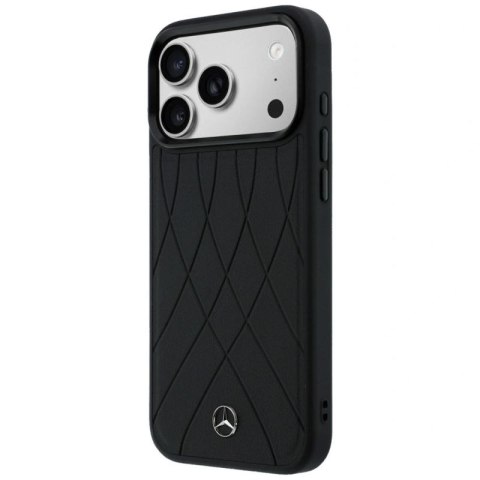 Etui Mercedes Leather with Crossed Lines MagSafe na iPhone 17 Pro - czarne Mercedes