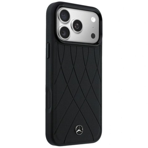 Etui Mercedes Leather with Crossed Lines MagSafe na iPhone 17 Pro - czarne Mercedes