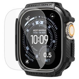 Etui Spigen Rugged Armor + Szkło hartowane 9H na Apple Watch Ultra 49 mm - czarne matowe Spigen