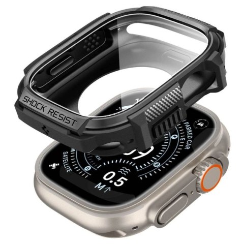 Etui Spigen Rugged Armor + Szkło hartowane 9H na Apple Watch Ultra 49 mm - czarne matowe Spigen