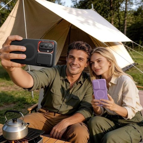 Etui Tech-Protect Kevlar Aura MagSafe na Samsung Galaxy A57 - czarno-pomarańczowe Tech-Protect