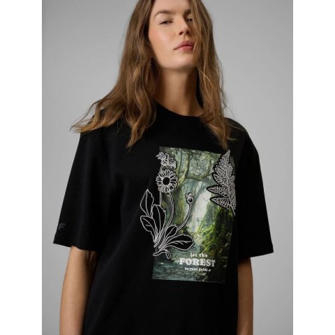 T-shirt loose z nadrukiem damski 4F 4FRSS26TTSHF3706-20S 4f