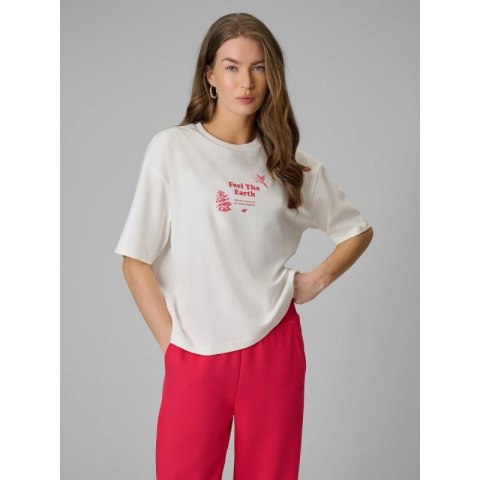 T-shirt regular z nadrukiem damski 4F 4FRSS26TTSHF3704-11S 4f