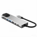 Hub USB Tech-Protect HB09 8w1 TYPE-C + USB-A 3.0 + USB-C 3.0 + HDMI 4K 60HZ + SD/TF + PD100W + RJ45 1000 MB/S - szary Tech-Protect