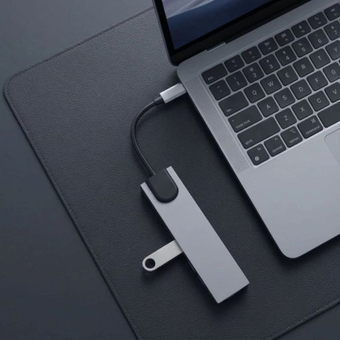 Hub USB Tech-Protect HB09 8w1 TYPE-C + USB-A 3.0 + USB-C 3.0 + HDMI 4K 60HZ + SD/TF + PD100W + RJ45 1000 MB/S - szary Tech-Protect
