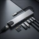 Hub USB Tech-Protect HB09 8w1 TYPE-C + USB-A 3.0 + USB-C 3.0 + HDMI 4K 60HZ + SD/TF + PD100W + RJ45 1000 MB/S - szary Tech-Protect