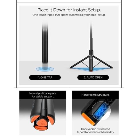 Selfie stick Spigen S582W Bluetooth - czarny Spigen