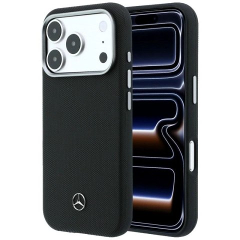 Etui Mercedes Leather Semi Wrap Grill Pattern MagSafe na iPhone 17 Pro - czarne Mercedes