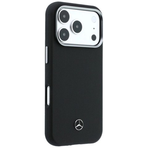 Etui Mercedes Leather Semi Wrap Grill Pattern MagSafe na iPhone 17 Pro - czarne Mercedes