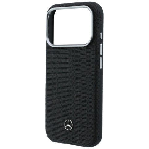 Etui Mercedes Leather Semi Wrap Grill Pattern MagSafe na iPhone 17 Pro - czarne Mercedes