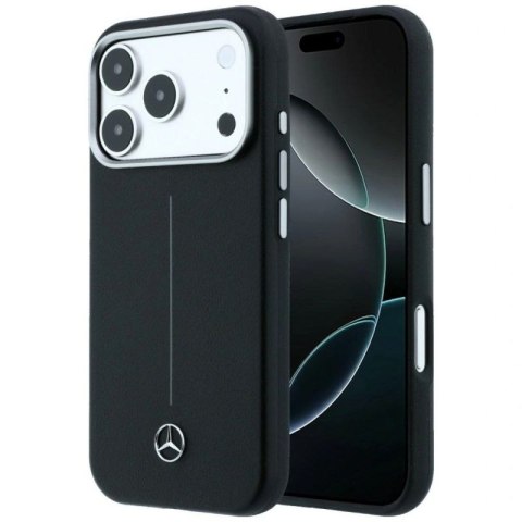 Etui Mercedes Leather Semi Wrap Iconic Line MagSafe na iPhone 17 Pro Max - czarne Mercedes