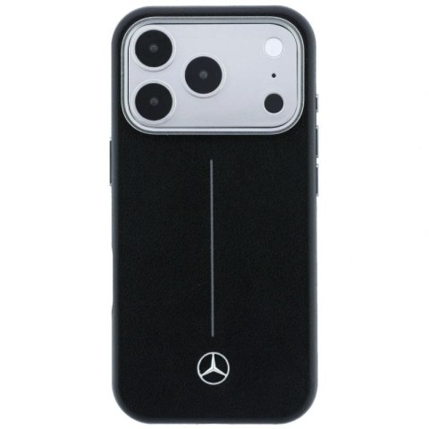 Etui Mercedes Leather Semi Wrap Iconic Line MagSafe na iPhone 17 Pro Max - czarne Mercedes