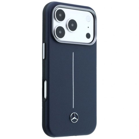 Etui Mercedes Leather Semi Wrap Iconic Line MagSafe na iPhone 17 Pro Max - granatowe Mercedes