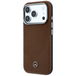 Etui Mercedes Leather Semi Wrap Wood Effect MagSafe na iPhone 17 Pro - brązowe Mercedes