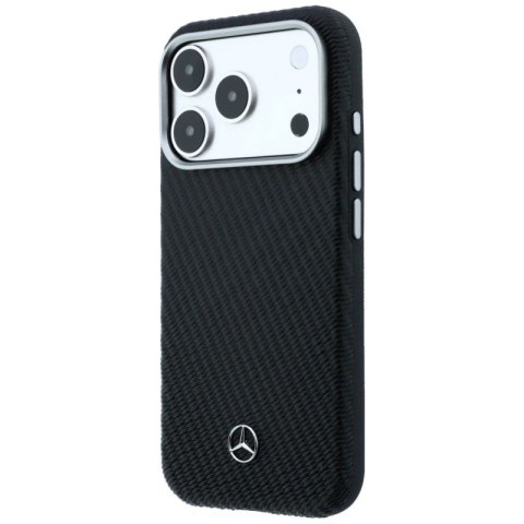 Etui Mercedes Leather Semi Wrap Wood Effect MagSafe na iPhone 17 Pro - czarne Mercedes
