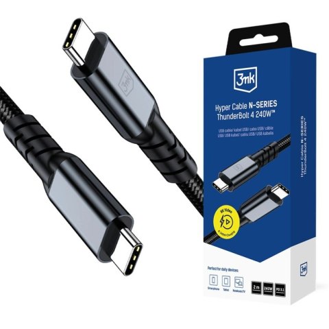 Kabel 3mk Hyper Cable N-SERIES USB-C / USB-C Thunderbolt 4 2m 48V / 5A 40Gb/s 240W 8K60Hz - czarny 3mk Protection