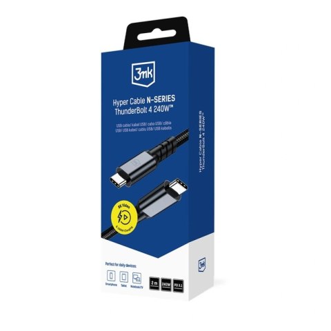 Kabel 3mk Hyper Cable N-SERIES USB-C / USB-C Thunderbolt 4 2m 48V / 5A 40Gb/s 240W 8K60Hz - czarny 3mk Protection