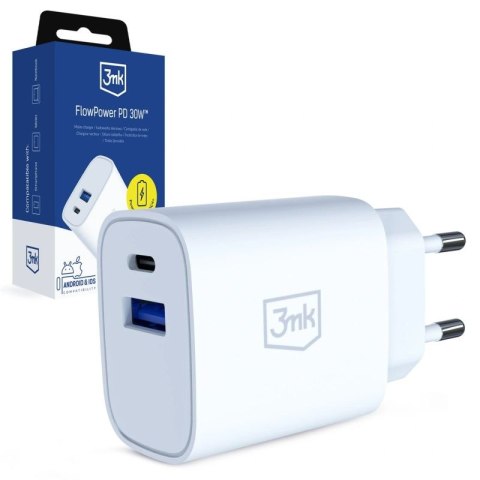 Ładowarka sieciowa 3mk FlowPower 30W 1A1C PD 3,0 QC4+ - biała 3mk Protection
