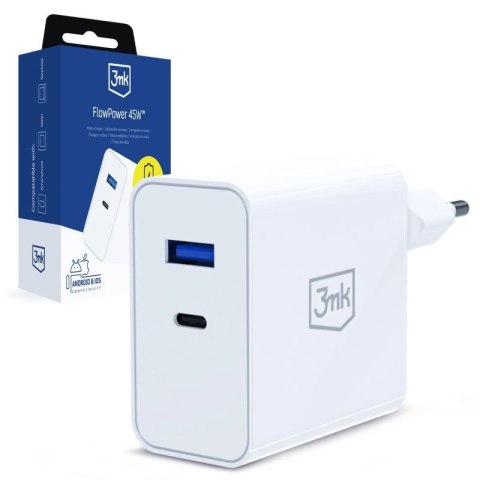 Ładowarka sieciowa 3mk FlowPower 45W 1A1C PD3.0 QC4+ - biała 3mk Protection