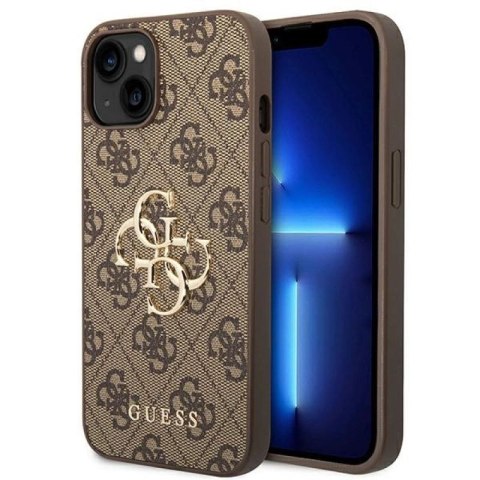 Etui Guess 4G Big Metal Logo na iPhone 14 - brązowe Guess