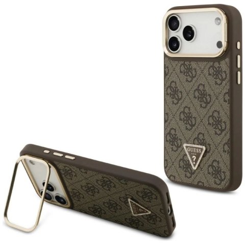 Etui Guess 4G PU Triangle Logo & Stand Camera Magsafe na iPhone 17 Pro Max - brązowe Guess