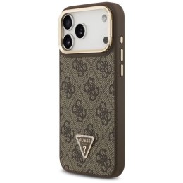 Etui Guess 4G PU Triangle Logo & Stand Camera Magsafe na iPhone 17 Pro Max - brązowe Guess