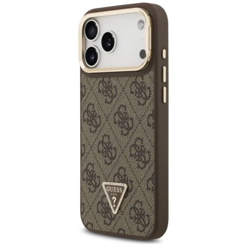Etui Guess 4G PU Triangle Logo & Stand Camera Magsafe na iPhone 17 Pro Max - brązowe Guess