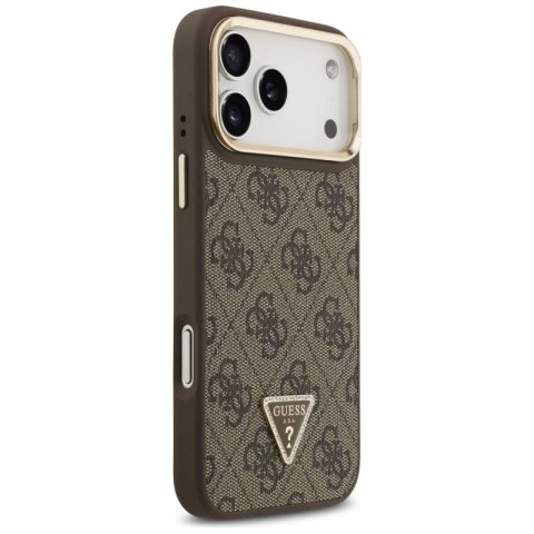 Etui Guess 4G PU Triangle Logo & Stand Camera Magsafe na iPhone 17 Pro Max - brązowe Guess