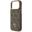 Etui Guess 4G PU Triangle Logo & Stand Camera Magsafe na iPhone 17 Pro Max - brązowe Guess