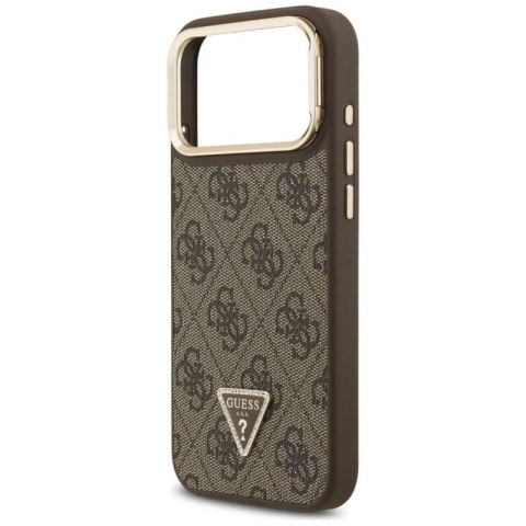 Etui Guess 4G PU Triangle Logo & Stand Camera Magsafe na iPhone 17 Pro Max - brązowe Guess