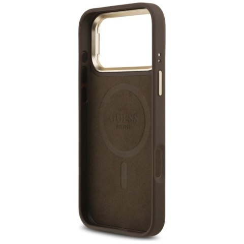 Etui Guess 4G PU Triangle Logo & Stand Camera Magsafe na iPhone 17 Pro Max - brązowe Guess