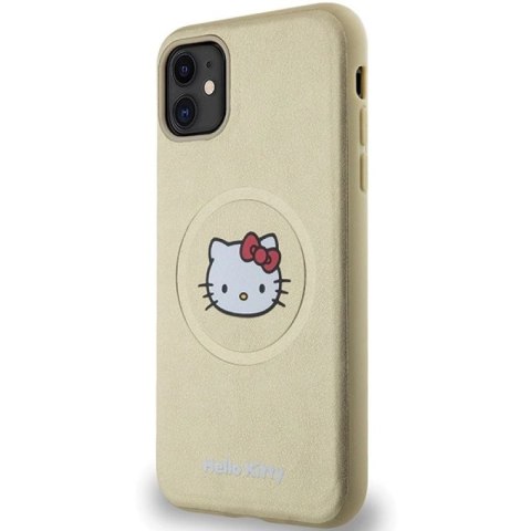 Etui Hello Kitty Leather Kitty Head MagSafe na iPhone 11 / Xr - złote Hello Kitty