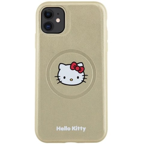 Etui Hello Kitty Leather Kitty Head MagSafe na iPhone 11 / Xr - złote Hello Kitty
