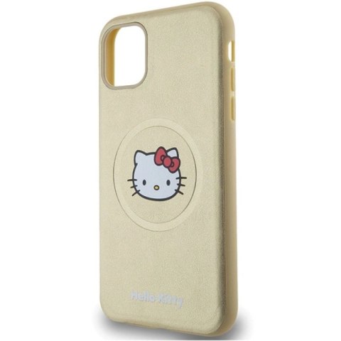 Etui Hello Kitty Leather Kitty Head MagSafe na iPhone 11 / Xr - złote Hello Kitty